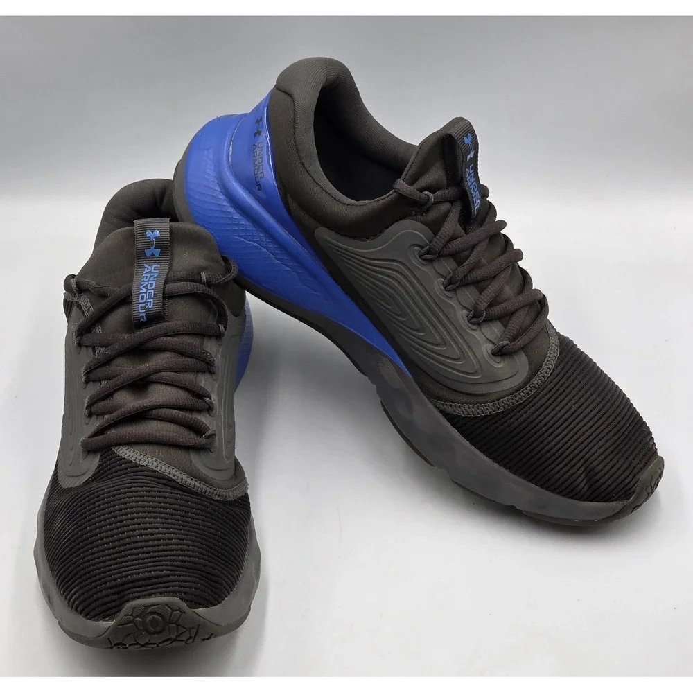 Under Armour Charged Assert Mens Size 11 Black Blue Athletic Running Shoes